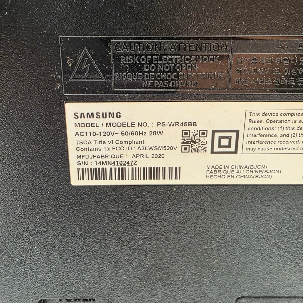 Samsung PS-WR45BB Wireless Subwoofer Black with New 10ft Power Cord 28W 2020‎